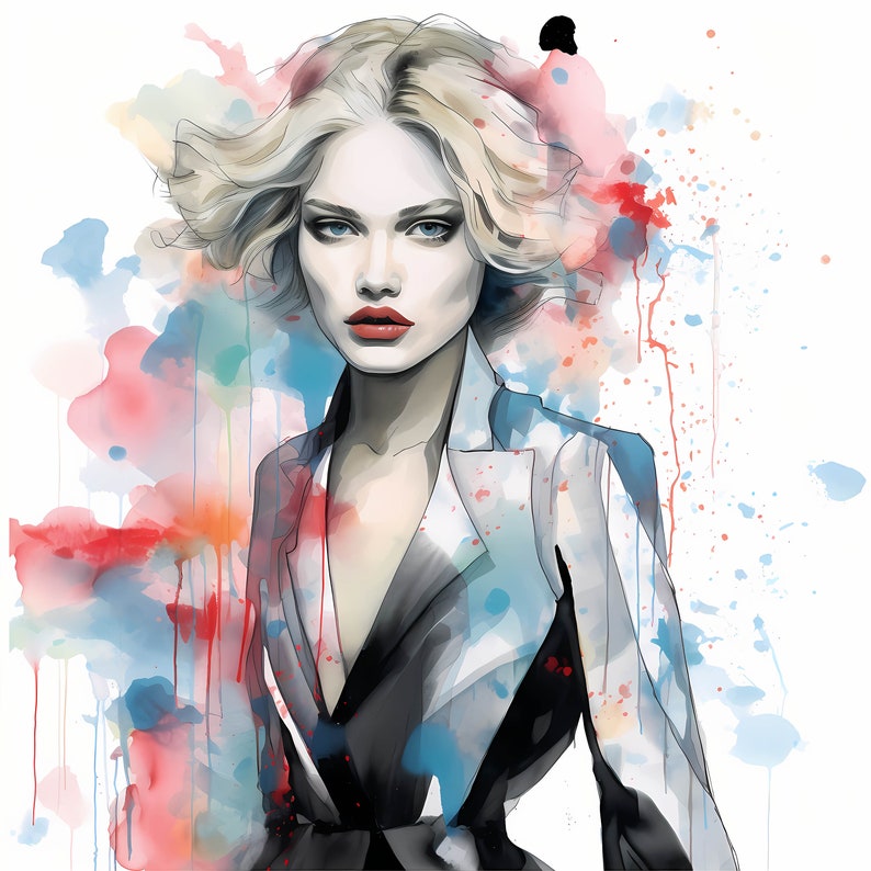 Watercolor Pastel Pencil Sketch Stylish Fashion Girl Clipart Etsy