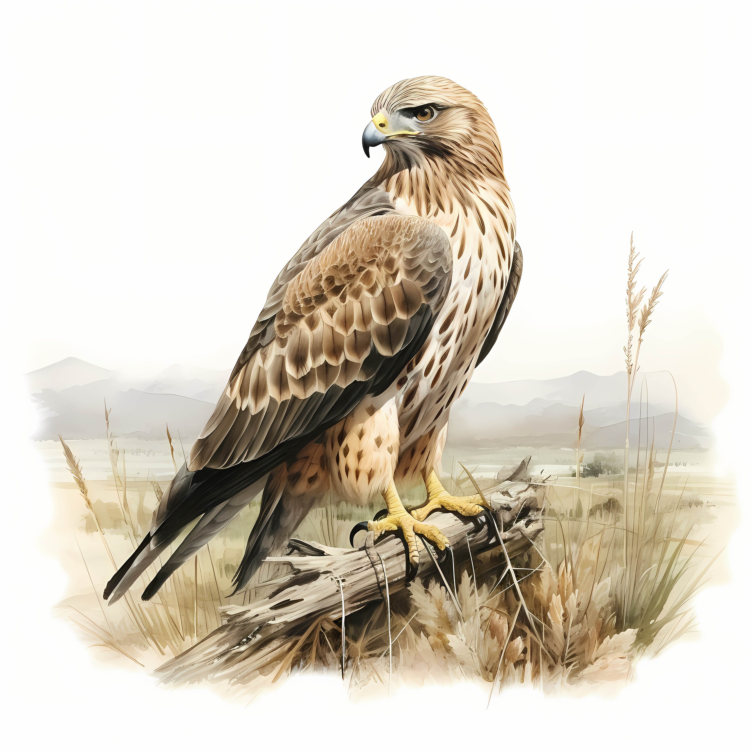 Hawk Watercolor Clipart Bundle, Cute Colorful Hawk Set, Nursery Decor Hawk Bird Drawings, Baby