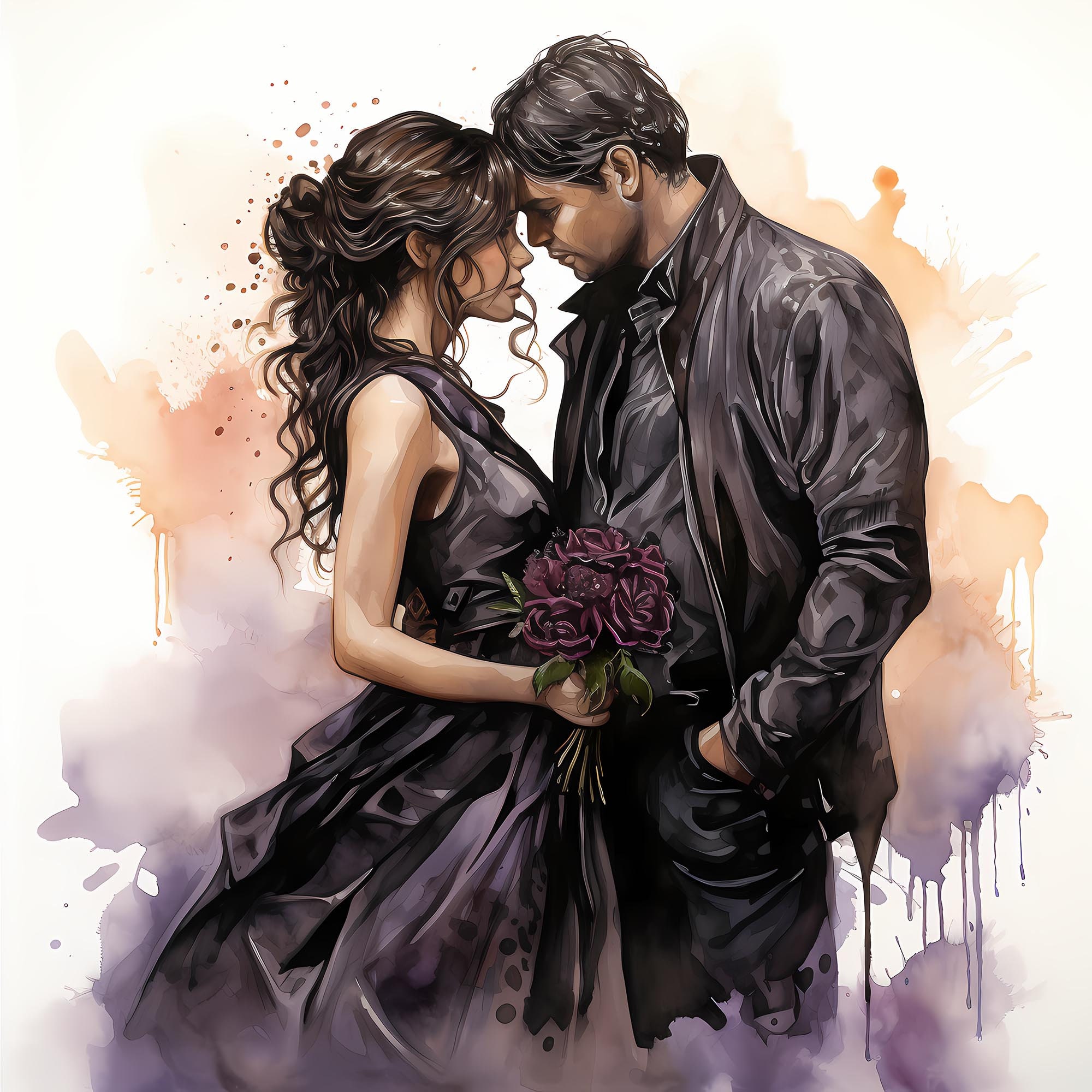 Romantic Couple Watercolor Clipart Bundle Beautiful Hugging - Etsy