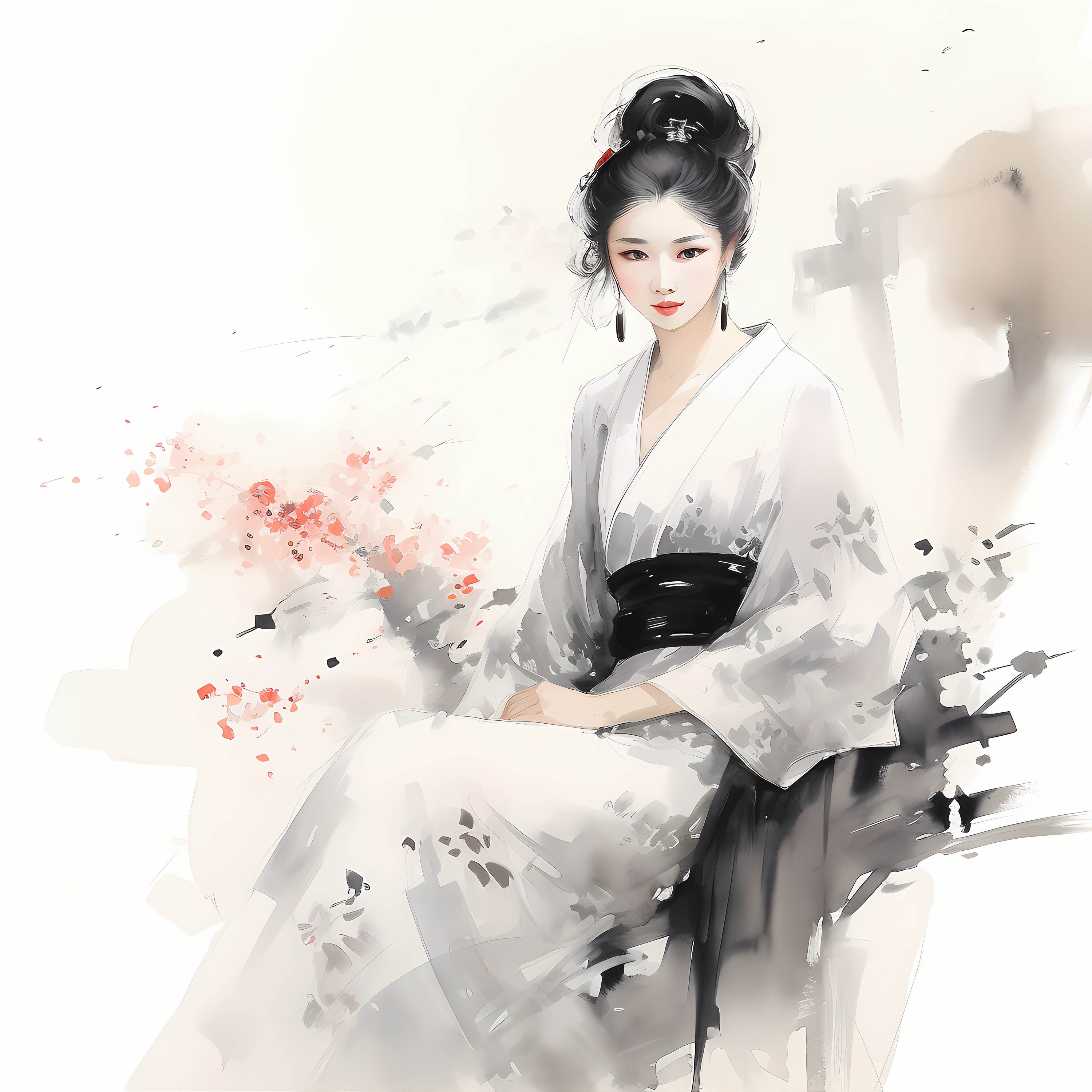 Traditional Chinese Woman Painting Clipart Bundle, Minimalist ...