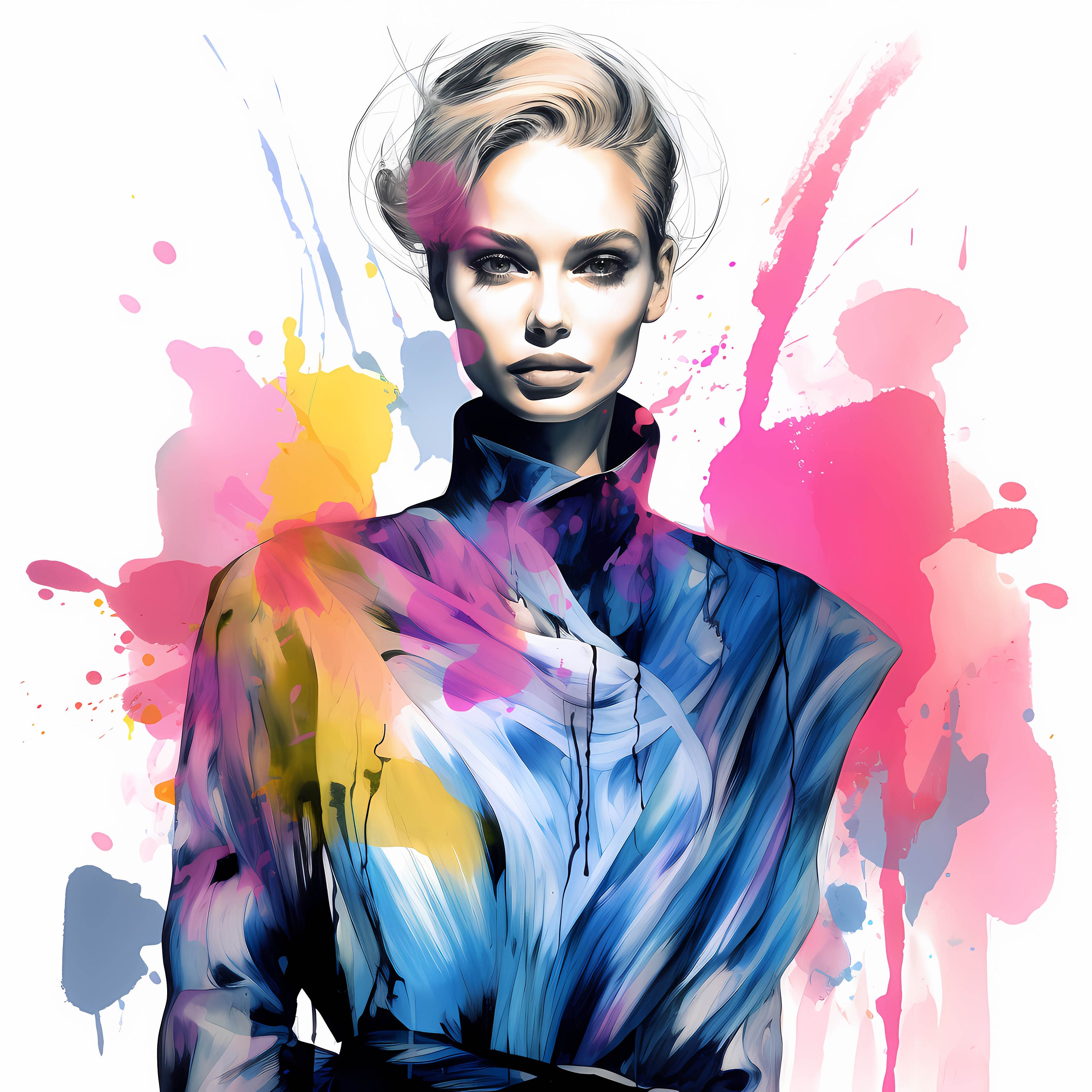 Watercolor Pastel Pencil Sketch Stylish Fashion Girl Clipart Etsy