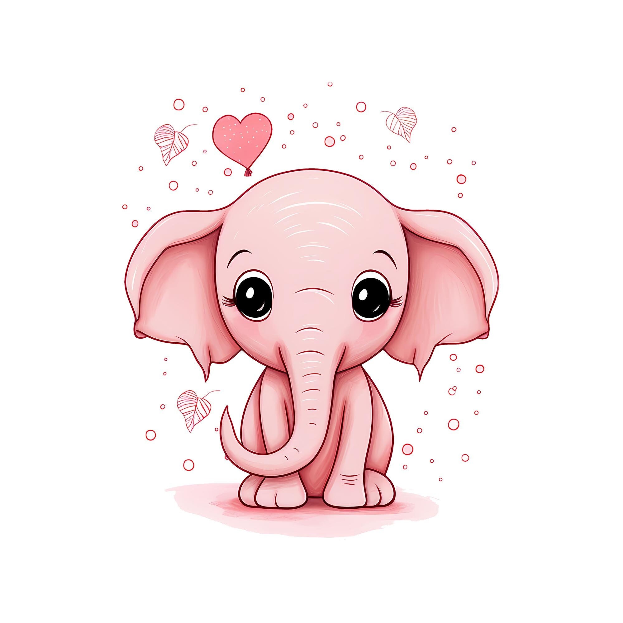 Cute Pink Elephant Watercolor PNG Clipart Pink Elephant Etsy