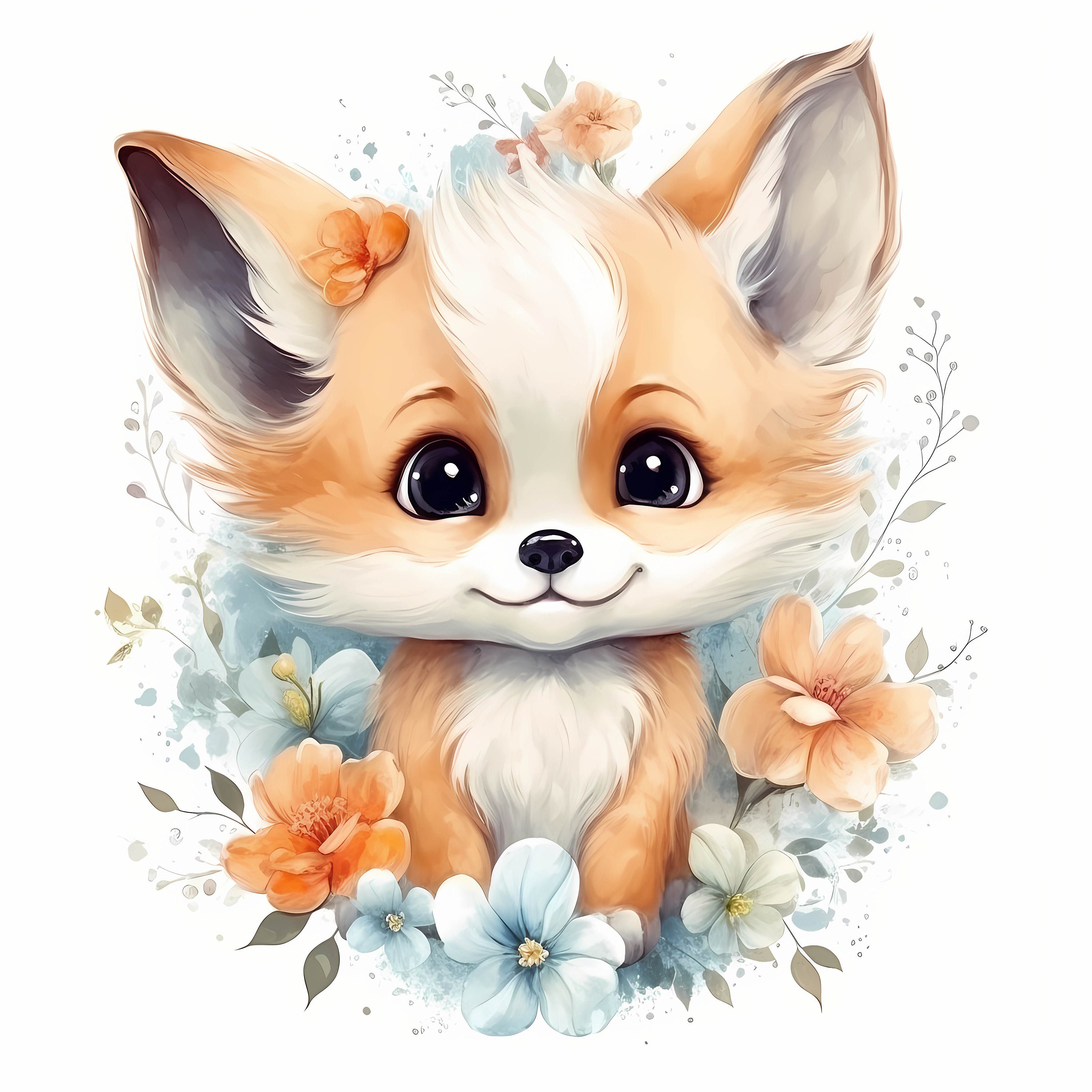 Cute Baby Fox Watercolor Clipart Bundle Funny Fox Clipart - Etsy