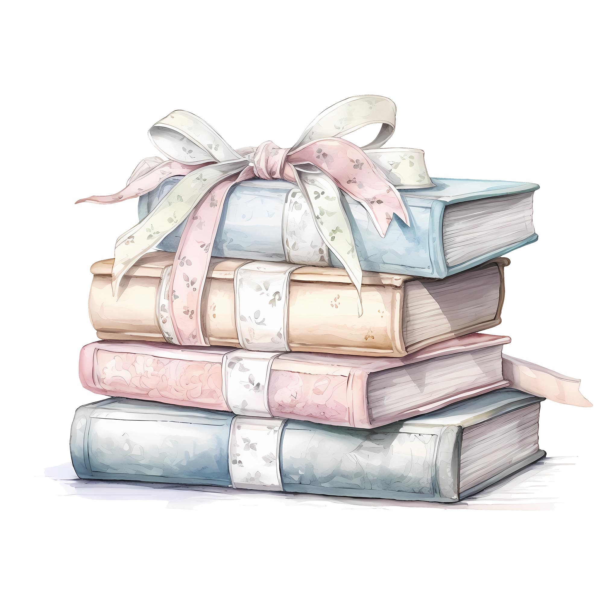 Boho Chic Pastel Watercolor Stack Of Books  Sticker for Sale by  stickers4your