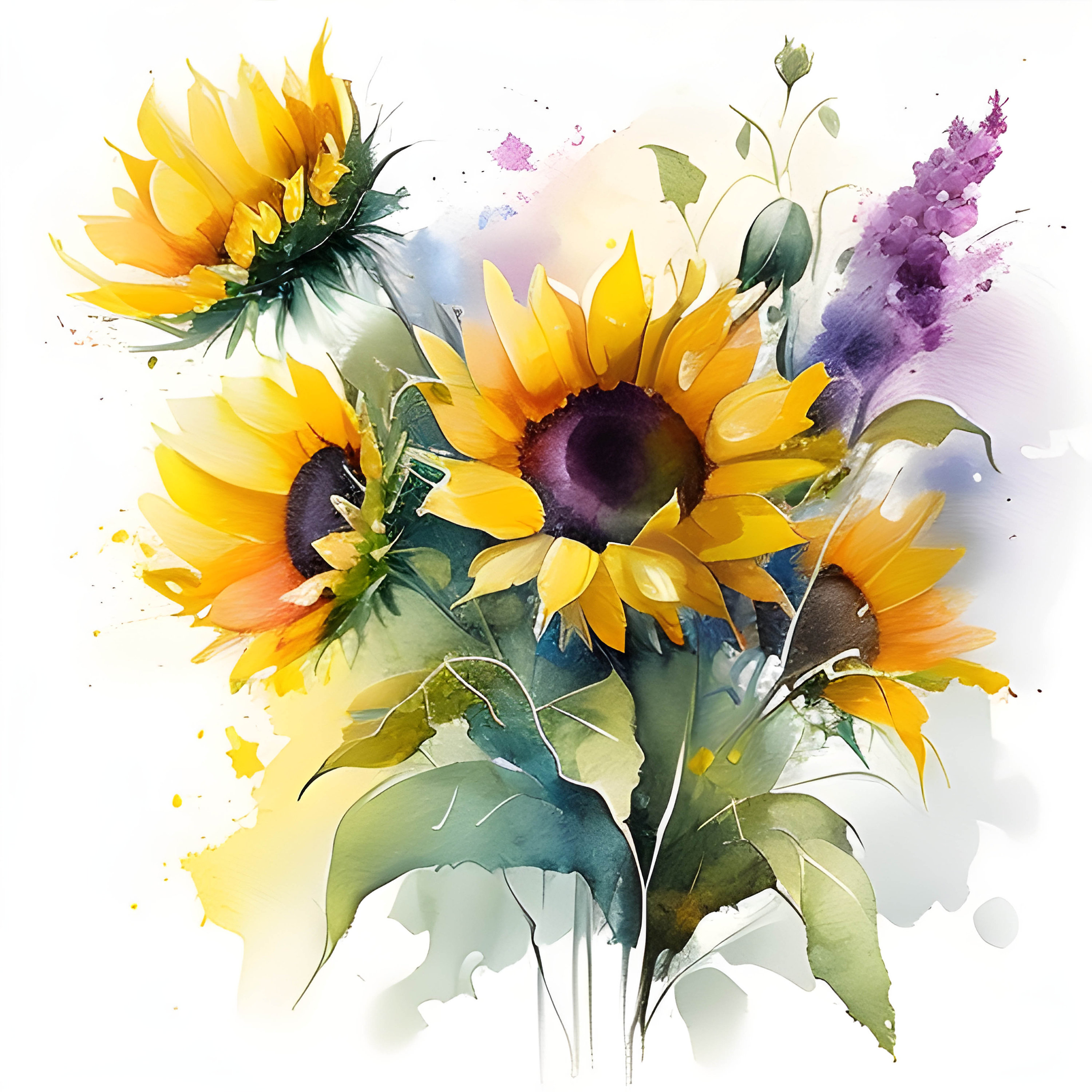 Sunflower Bouquet Watercolor Clipart Watercolor Floral Etsy