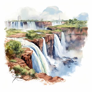 Iguazu National Park Watercolor Sketch Art Set, Iguazu National Park ...