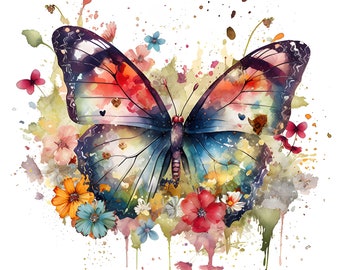 Watercolor Butterfly Clipart Bundle, Wildflower Graphics (Digital Download)