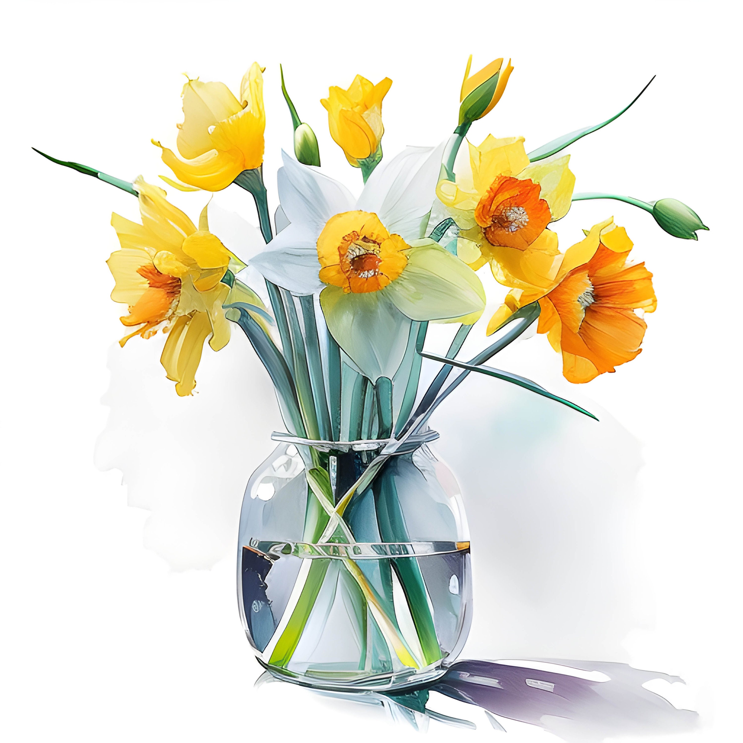 Daffodil Watercolor Clipart Watercolor Floral Clipart Daffodil