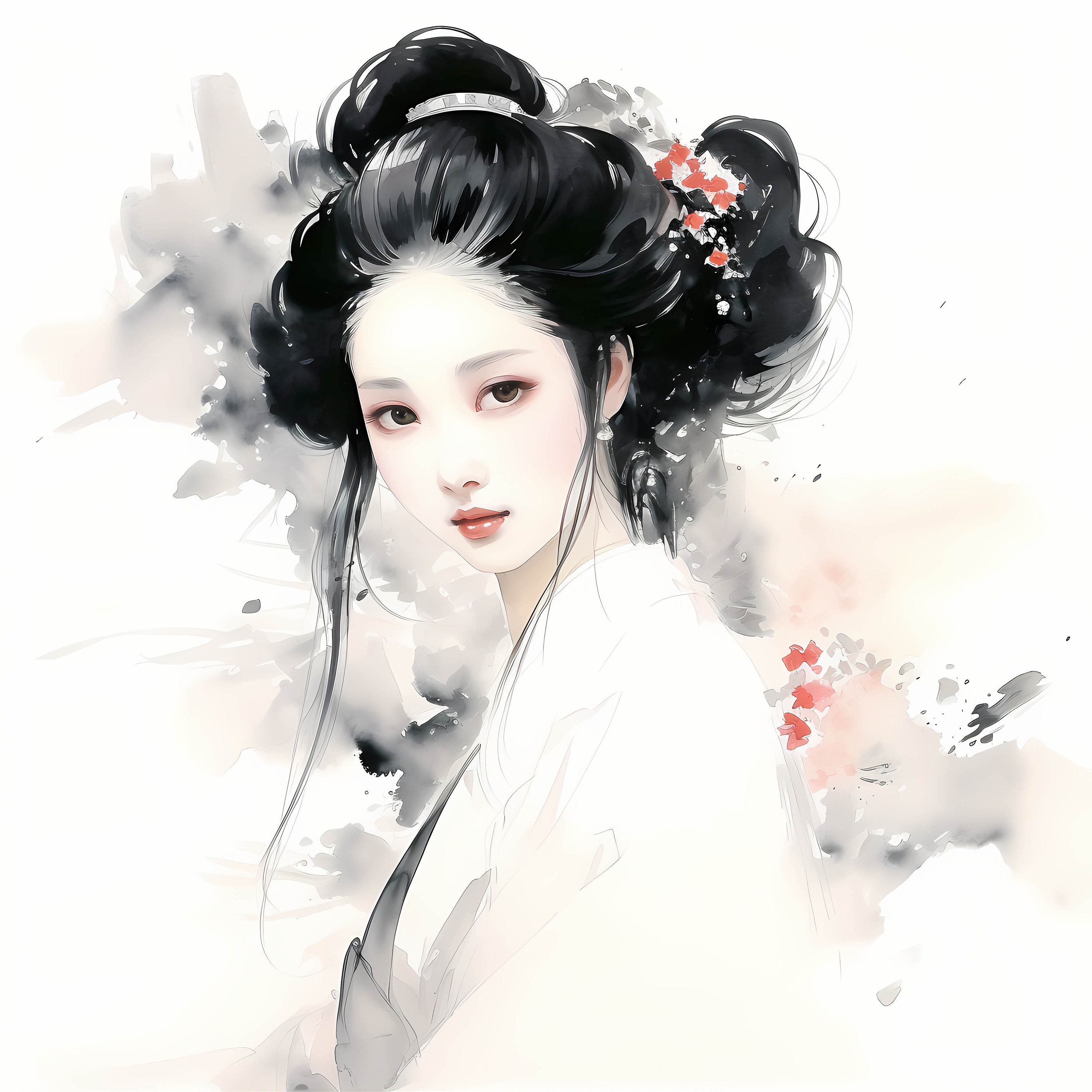 Traditional Chinese Woman Painting Clipart Bundle, Minimalist ...