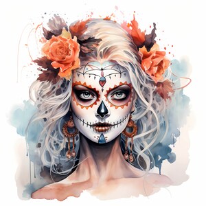 Bundle de cliparts aquarelle portrait de maquillage de sorcière d'Halloween, lot de sublimation de maquillage de sorcière d'Halloween, couverture de livre Portrait de sorcière, usage commercial