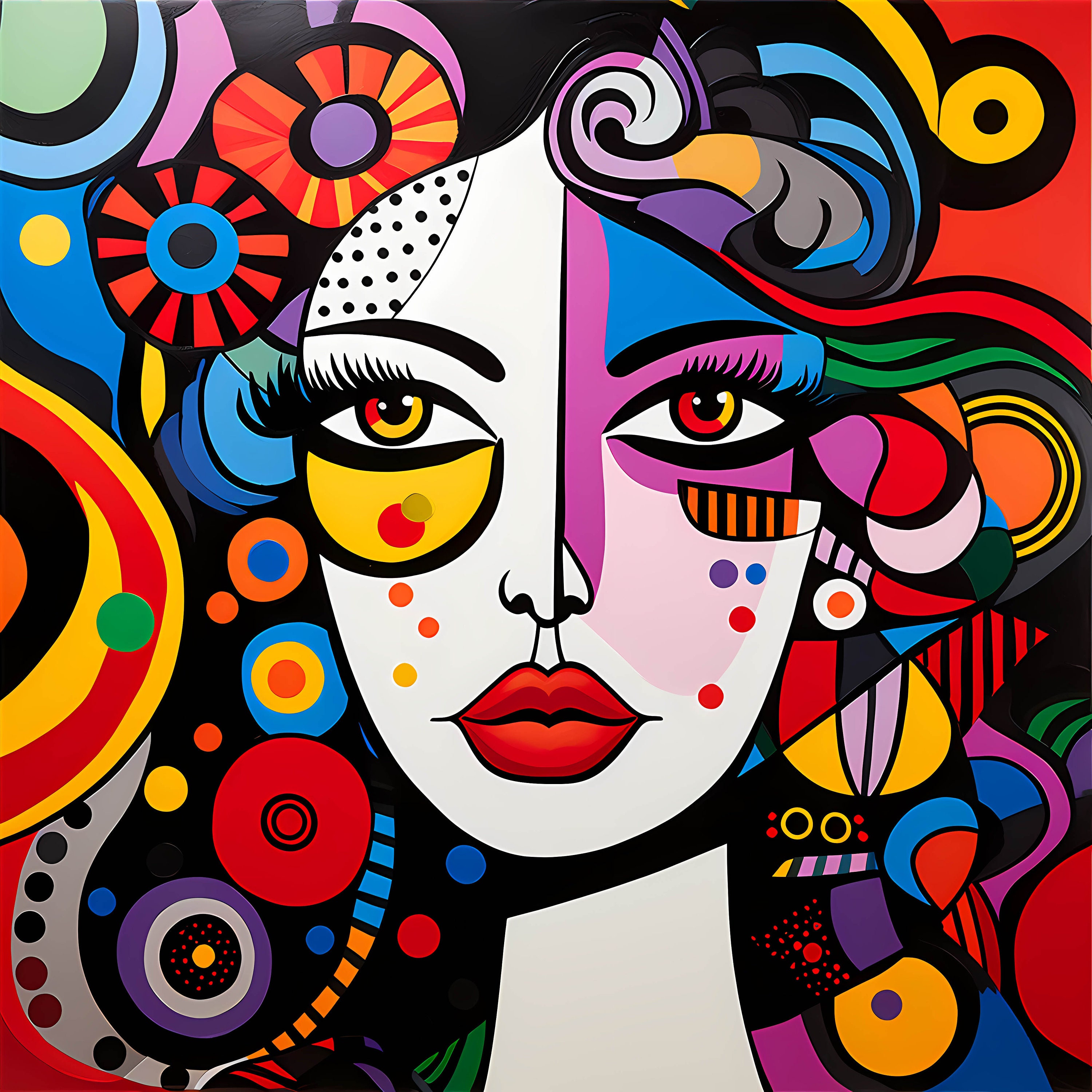 Vibrant Abstract Art Woman Face Board Print Portrait Bundle Etsy