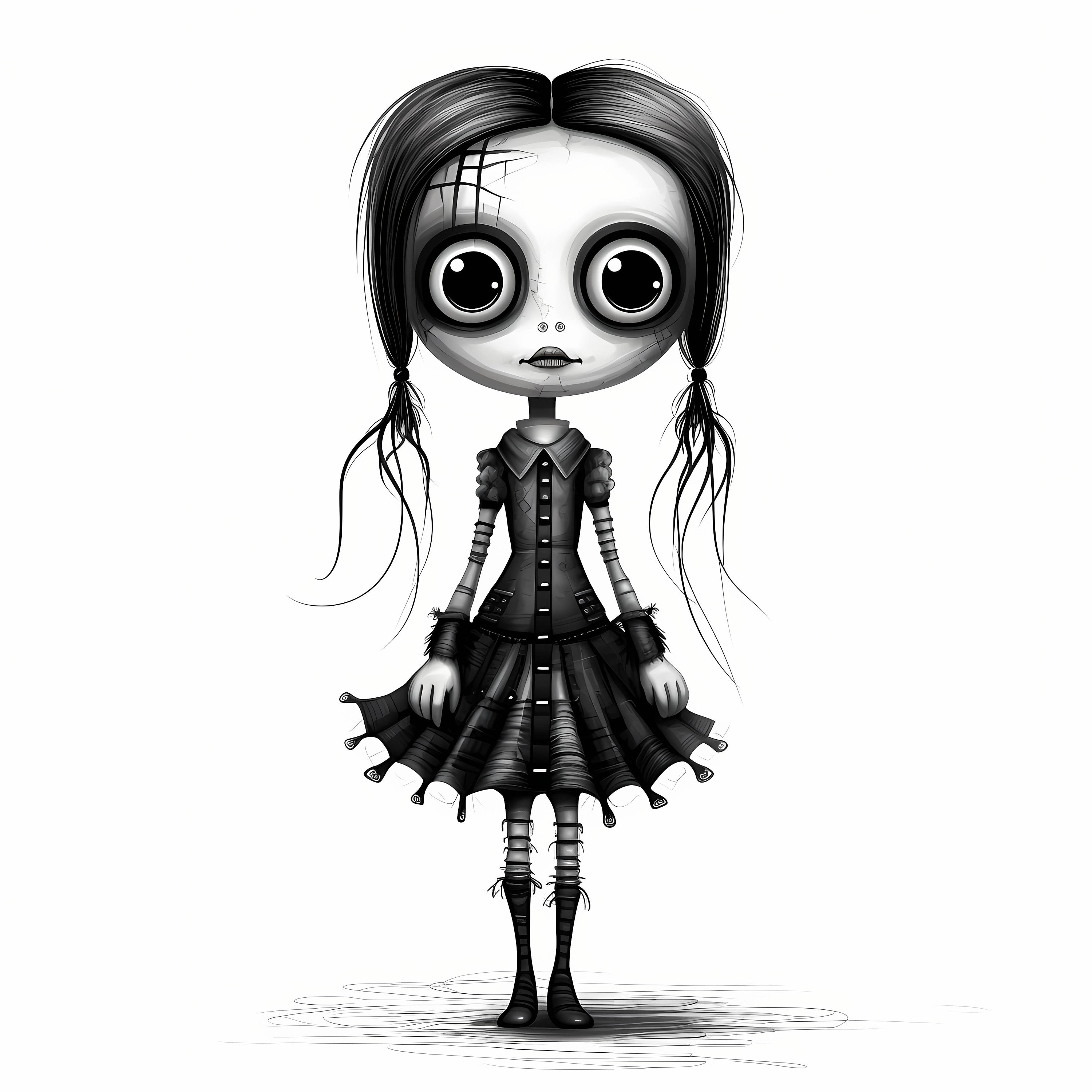 Halloween Gothic Doll Watercolor Clipart Bundle, Halloween Gothic Doll ...