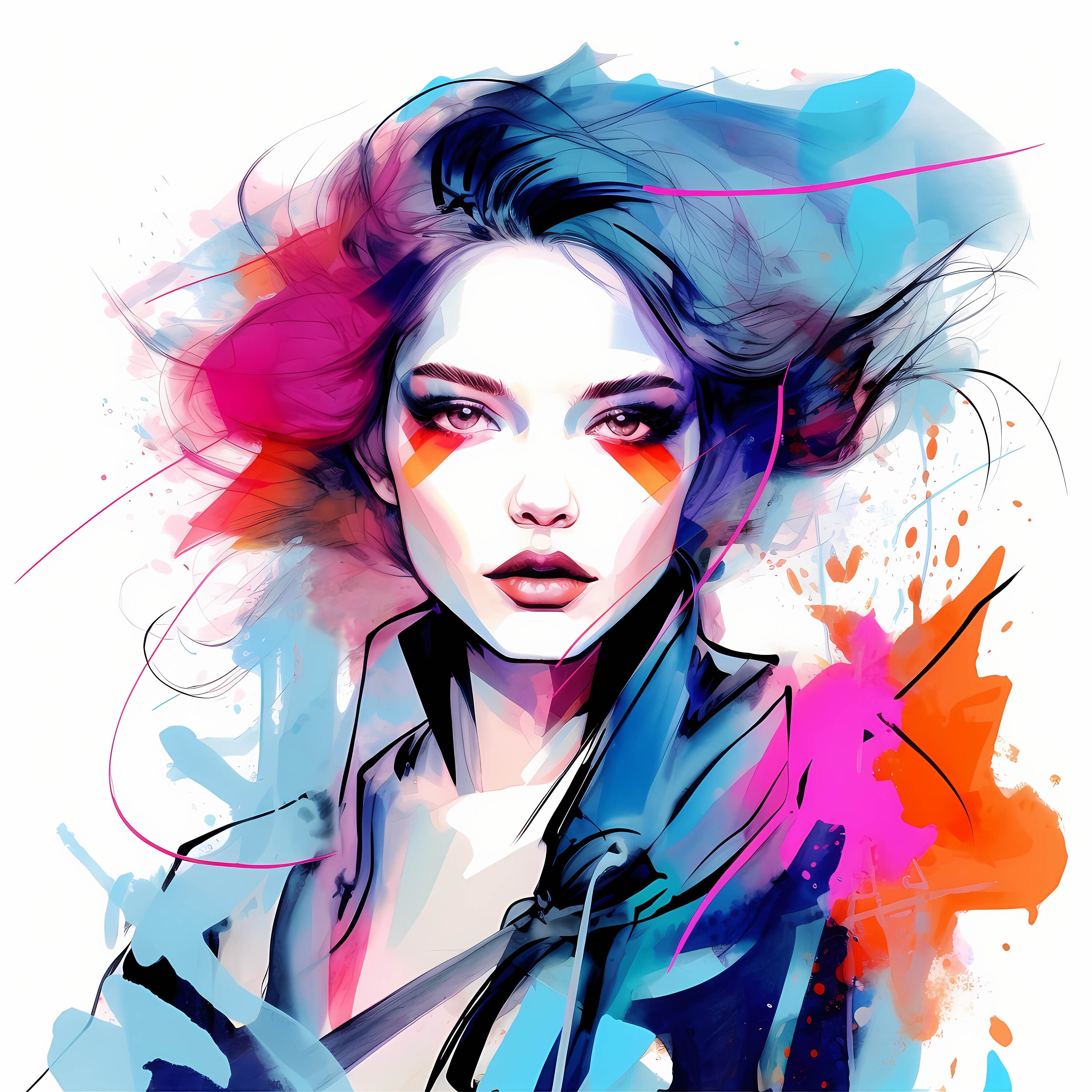 Watercolor Vibrant Fashion Girl Clipart Modern Street Etsy