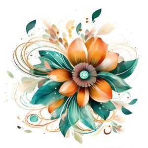 Aquarel Boho bloemen, Boho bloemen, beige smaragd boeket clipart, Boho boeket clipart, huwelijksuitnodigingen, kaart maken, commercieel