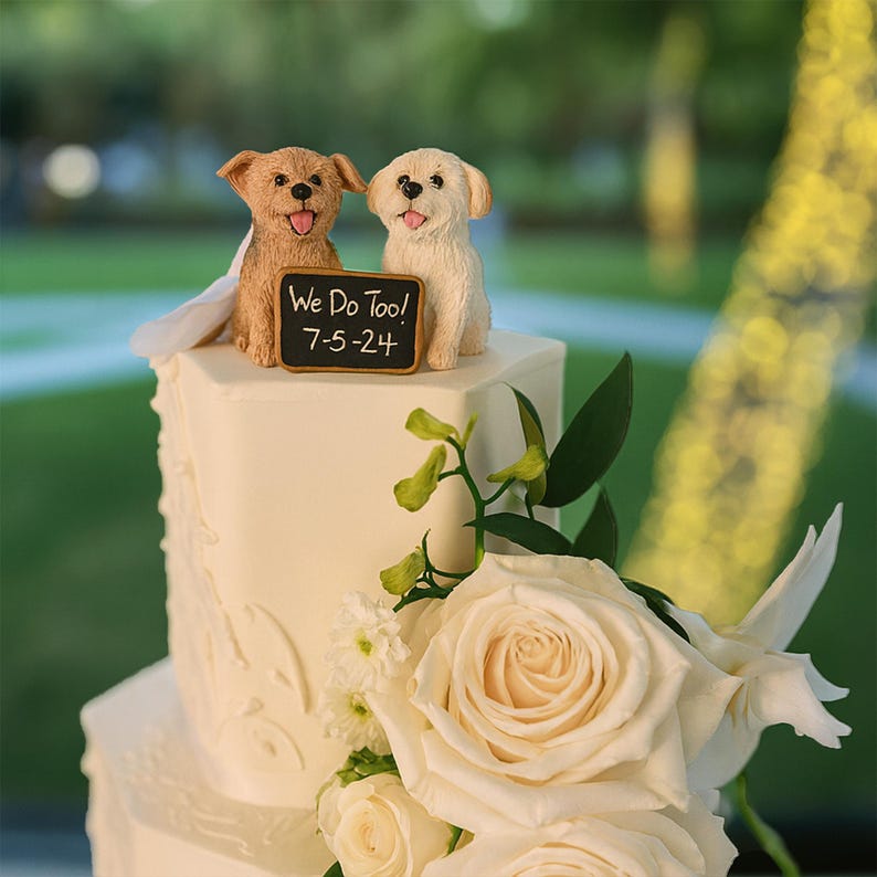 Custom Dog Wedding Cake Topper, Personalized Polymer Clay Dog Sculpture ...