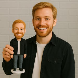 Benutzerdefinierte Wackelkopf, handgefertigte 3D-Tonskulpturen, sein Jubiläumsgeschenk, Geburtstagsgeschenk