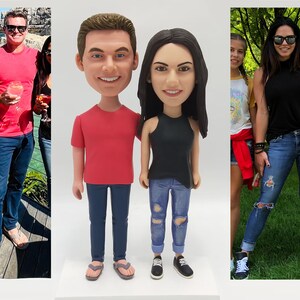 Custom Couple Bobbleheads, Anniversary Gifts， Personalized Happy Couple Bobblehead, Custom Couple Christmas Bobbleheads