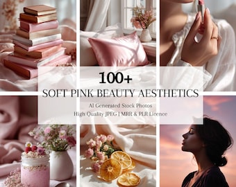 Fotos de stock de estética de belleza rosa suave Instagram Reel Marketing digital sin rostro Fotos de stock de IA Imágenes de lujo MRR PLR Redes sociales Girlie