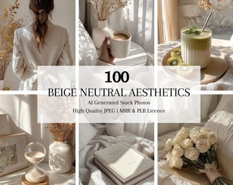 Fotos de archivo sin rostro estéticas neutras beige Estética beige PLR MRR Marketing digital Estilo de vida minimalista Reels Plantilla de Instagram Beige