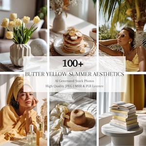 Butter Yellow Faceless Aesthetic Stock Photos Minimalist Branding Stock Images for Social Media Instagram Reels Digital Marketing PLR MRR