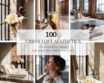 Fotos de archivo de interiores de lofts urbanos con estética sin rostro, estilo de vida elegante de lofts, estética de interiores MRR PLR, marketing digital