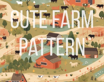 Cute farm Digital Paper - pattern - Seamless farm Pattern, Custom farm Fabric, Printable Scrapbook paper instant download