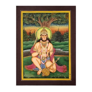 Lord Hanuman Painting: Indian Miniature Watercolor Art, Diwali Gift