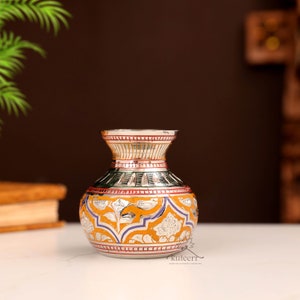 Brass Engraved Lutia, Lota and Small Flower Vase Vintage Heritage Artisans of Rajasthan luxury Handicraft Royal kalash pot Home Altar Decor