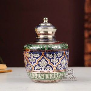 Sacred Antique Gangajali | Brass Engraved Small Gangajali | Ganga Jal Holder for Temples & Spiritual Centre | Holy water Kalash for Pooja