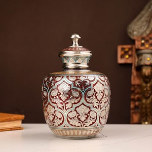 Sacred Antique Gangajali Purify Rituals with Brass Engraved Gangajali Ganga Jal Holder for Temples & Spiritual centres Rajasthani Artwork