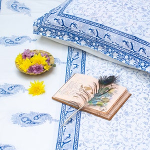 Hand block Rajasthani Bedsheet Bagru print king size 100% cotton with pillow cover organic sheet cover  Bed Room flat bed sheet gift for her