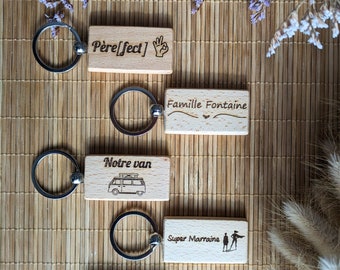 Porte-clé en bois à personnaliser parfait toutes occasions (fête des mères, père, marraine, mamie, nounou, tata, couple, famille, motard...)