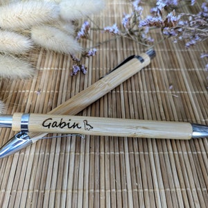 Personalized bamboo pen gift for child, colleague, association, nanny, atsem, evjf, back to school, baptism, girlfriend, wedding witness image 1