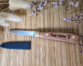 Couteau à huître personnalisé en bois parfait toutes occasions (père, papy, parrain, pêcheur,amoureux de la mer,fruits de mer,ostréiculteur)