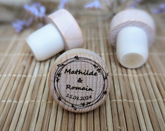 Personalized wine bottle stopper better than cork for recorking (guest gift, wedding, evg, evjf, baptism, birthday, retirement)