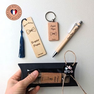 Coffret cadeau personnalisable homme (stylo, marque-page, porte-clé, Noël, fêtes de fin d'année et nouvel an, papa, papi, copain, parrain)