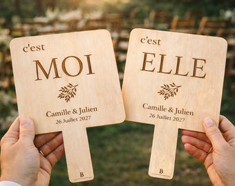 Jogo de casamento para ele e para ela – placas de madeira personalizadas para dois – entretenimento de casamento para casais