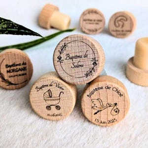 Tappi per bottiglie di vino personalizzati battesimo (compleanno, matrimonio, occasione speciale, regalo per ospiti, nuziale, nozze, feste)