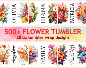 500+ Flower Tumbler Wrap Designs Bundle - Tumbler Sublimation Pack - Tumbler Wrap for Personalization - High Quality PNG - Commercial Use