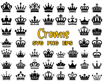 Couronne SVG Clipart - Couronnes Silhouette Bundle - Queen King Princess Vector Files - Cricut Cut fichiers - Utilisation commerciale - Téléchargement immédiat