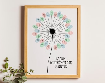 Dandelion Printable Fingerprint Poster - Dandelion Kids Craft - SVG & PNG - Fingerprint Printable - Instant Download - Commercial Use