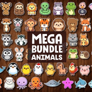 Animals MEGA Bundle - 50 Different Animals SVG Clipart - Cute Animals PNG Clipart - Cricut Cutting Files - Commercial Use - Instant Download