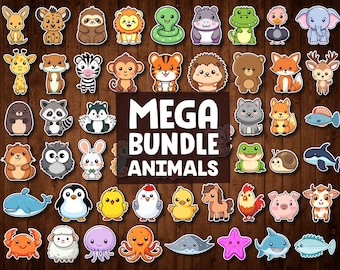 Dieren MEGA Bundel - 50 verschillende dieren SVG Clipart - Cute Animals PNG Clipart - Cricut Cutting Files - Commercieel gebruik - Instant Download