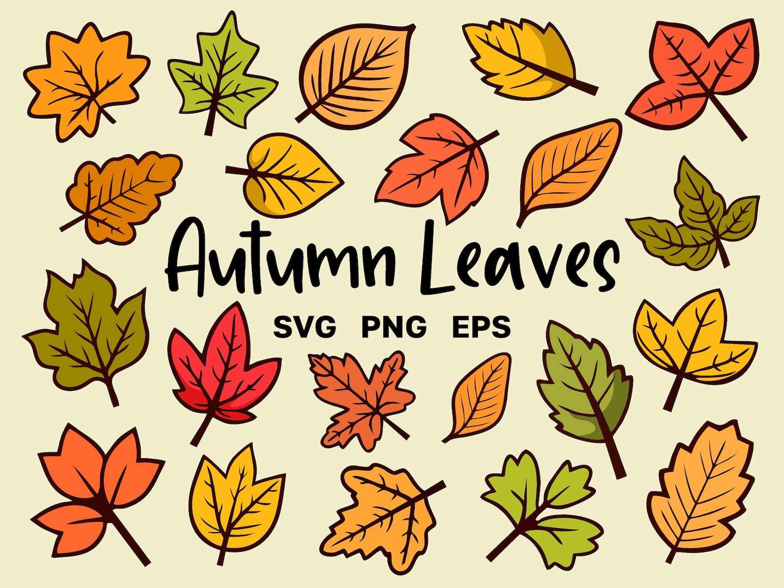 Autumn Leaves SVG Clipart - Fall Leaves SVG PNG Bundle - Leafs Vector ...