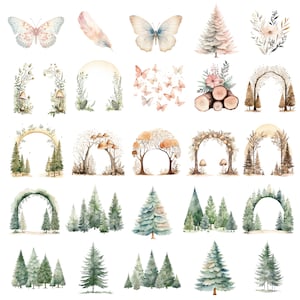 Cute Boho Woodland PNG Clipart Pacchetto PNG trasparente Boho Woodland Animals Cute Woodland Clipart PNG di alta qualità Uso commerciale immagine 4