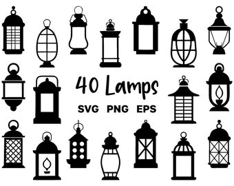 Lantern Silhouette SVG Clipart - Vector Lantern Bundle - Cricut Cutting Files - Commercial Use - Instant Download