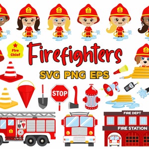 Firefighter SVG Clipart - INSTANT DOWNLOAD - Firefighter Png Bundle - FIreman Vector - Decor Elements - Cricut Cut Files - Commercial Use