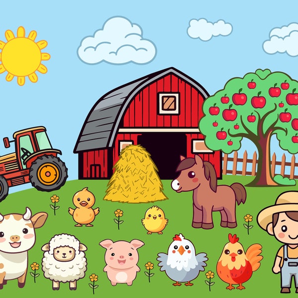 Farm Animals SVG - Cute Farm Bundle - Farm Animals SVG Clip Art - Cricut Cutting Files - Commercial Use - Instant Download