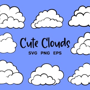 Clouds SVG Clipart - Vector Clouds Bundle - Cricut Cutting Files - Commercial Use - Instant Download