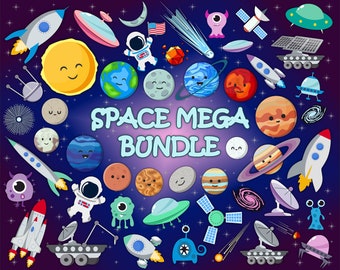 Planets SVG Mega Bundle - Solar System Clipart - Space Bundle - Cute Planets PNG - Cricut Cutting Files - Commercial Use - Instant Download